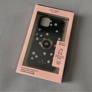Kate Spade iPhone 11 Pro Max Ring Stand And Camold Case Polka Dot Black Gold NEW